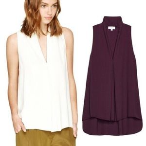 Wilfred by Aritzia Maroon Crepe Nuit V Neck Blouse